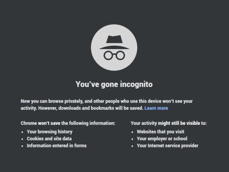 google chrome incognito