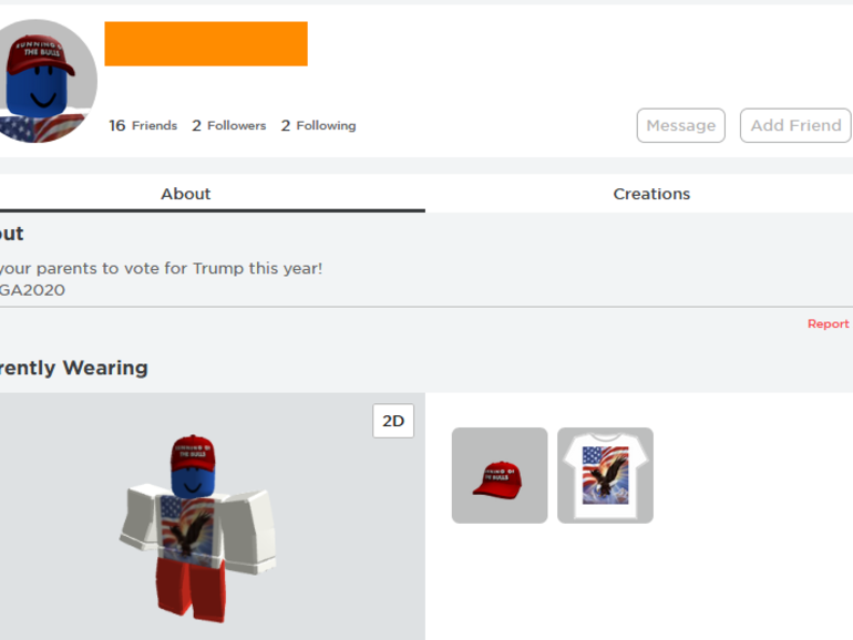 Roblox accounts hacked with pro-Trump messages