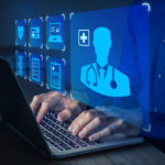 Online heath care and medical doctor consultation for remote diagnosis, digital prescription and therapy with internet and computer. Patient using laptop at home.