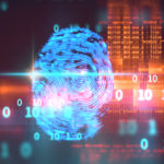 Fingerprint Scanning on blue technology Illustration